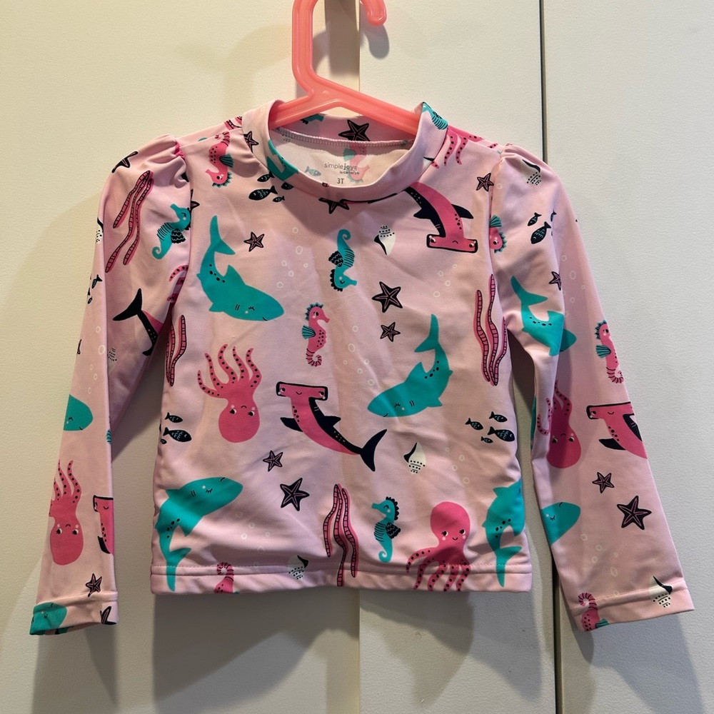 Carter’s Kids Sea Life Rashguard - Pink and Teal